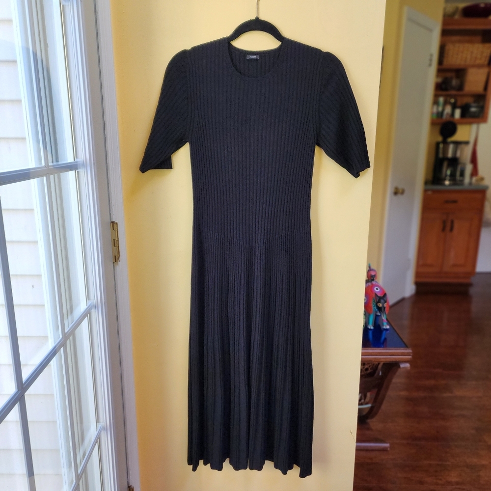 New JOSEPH Large 100% Merino Wool Ribbed Midi Dress Soft Luxury Wool JF006040
